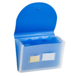 Portadocumenti a soffietto Plastidea -13 tasche - A4 - PP - blu - Iternet - immagine 2