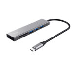Hub USB-C veloce e lettore di schede - 3 porte - argento - Trust - immagine 2