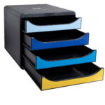 Cassettiera Big Box Bee Blue - 4 cassetti A4 - nero/multicolore - Exacompta - immagine 2
