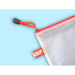 Busta a rete con cerniera blu- PVC - 27 x 36 cm - trasparente - Starline - immagine 2