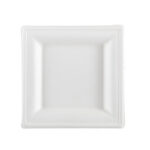 Piatto piano monouso - quadrato - 16 x 16 cm - canna da zucchero - bianco - Signor Bio - conf. 50 pezzi