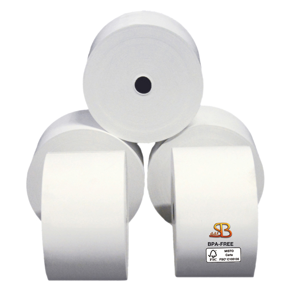 MD_100185 Rotolo per distributore self service - 59,5 mm x 120 m - 55 gr - diametro esterno 95 mm - anima 12 mm - carta termica BPA free - Sabacart - immagine 1