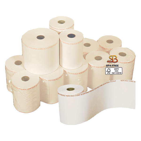 MD_100332 Rotolo per bilancia - 62,5 mm x 30 m - 55 gr - diametro esterno 50 mm - anima 12 mm - carta termica BPA free - Sabacart - blister 10 pezzi - immagine 1
