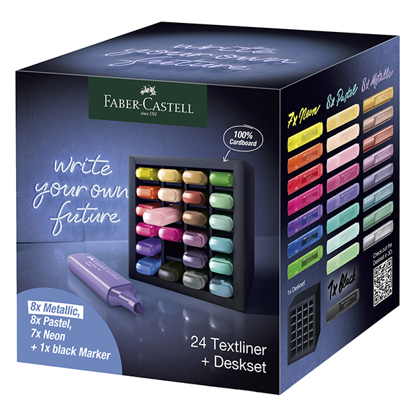 MD_100767 Evidenziatore Textliner 46 - punta a scalpello - colori assortiti - Faber-Castell - deskset 24 pezzi - immagine 1