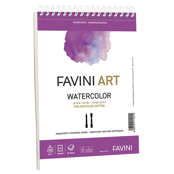 MD_100779 Album spiralato Watercolor - A5 - 300 gr - 20 fogli - Favini Art - immagine 1