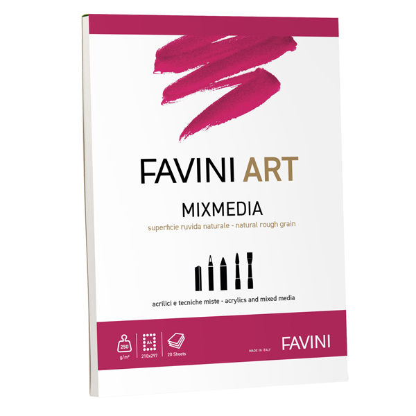 MD_100786 Album collato Mix Media - A4 - 250 gr - 20 fogli - Favini Art - immagine 1