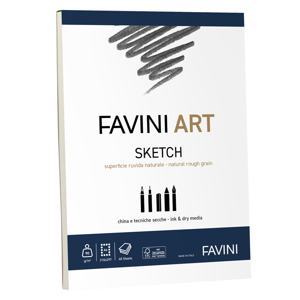 MD_100787 Album collato Sketch - A4 - 90 gr - 40 fogli - Favini Art - immagine 1