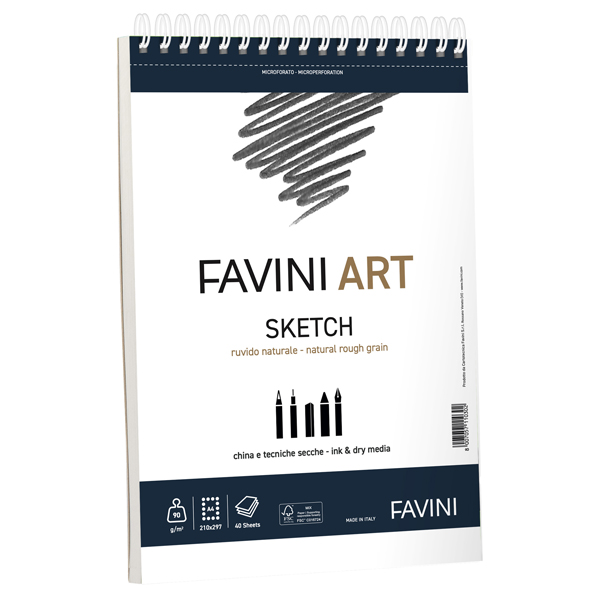MD_100788 Album spiralato Sketch - A4- 90 gr - 40 fogli - Favini Art - immagine 1
