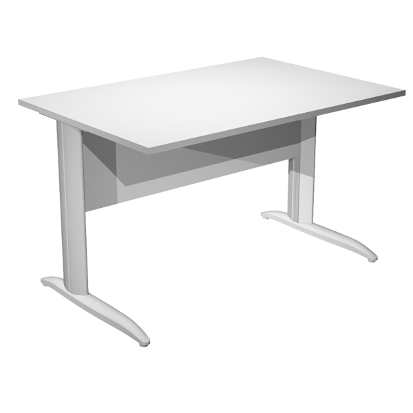 MD_100810 Scrivania lineare Easy - 120 x 80 x 72 cm - Bianco/grigio alluminio - immagine 1