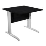 Scrivania lineare Easy - 80 x 80 x 72 cm - Nero venato/grigio alluminio