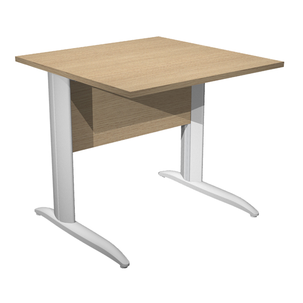 MD_100822 Scrivania lineare Easy - 80 x 80 x 72 cm - Rovere/grigio alluminio - immagine 1
