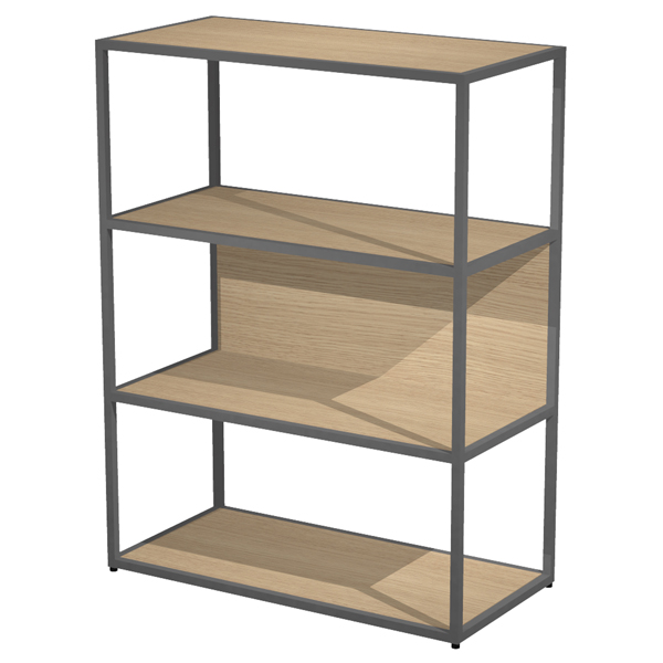 MD_100960 Libreria media a giorno Essence - 90 x 44 x 119 cm - Rovere/antracite - immagine 1