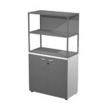 Libreria media metal + armadio basso Essence - 90 x 46 x 165 cm - Bianco/antracite/antracite/antracite