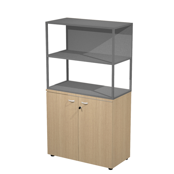 MD_100984 Libreria media metal + armadio basso Essence - 90 x 46 x 165 cm - Rovere/rovere/antracite/antracite - immagine 1