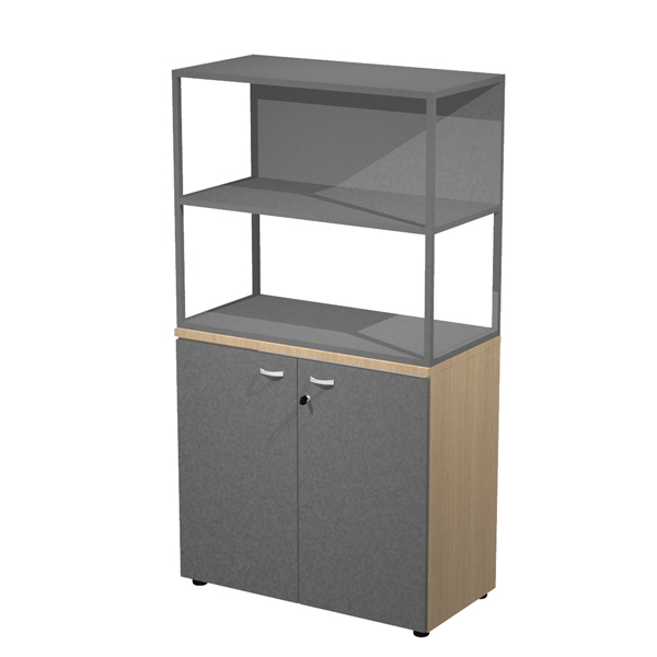 MD_100988 Libreria media metal + armadio basso Essence - 90 x 46 x 165 cm - Rovere/antracite/antracite/antracite - immagine 1