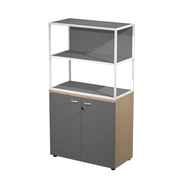 MD_100989 Libreria media metal + armadio basso Essence - 90 x 46 x 165 cm - Rovere/antracite/antracite/bianco - immagine 1