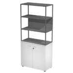 Libreria alta metal + armadio basso Essence - 90 x 46 x 204 cm - Bianco/bianco/antracite/antracite