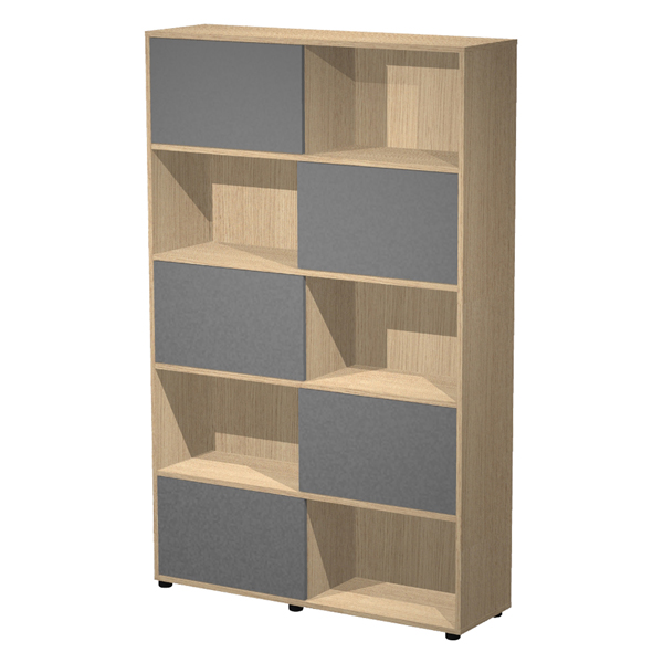 MD_101011 Libreria alta Essence - 5 ante scorrevoli - rovere/antracite - immagine 1