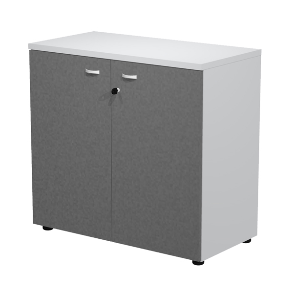 MD_101013 Armadio basso con ante Essence - con serratura - 90 x 46 x 85 cm - bianco/antracite - immagine 1