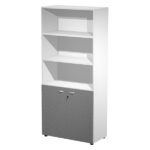 Armadio alto con ante inferiori Essence - con serratura - 90 x 45 x 200 cm - bianco/antracite