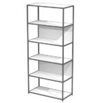 Libreria 6 ripiani Modular - 90 x 44 x 200 cm - struttura metal antracite - bianco