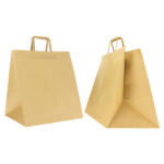 Shoppers Flat Maxi Plus - maniglie piattina - 40 x 35 x 35 cm - carta kraft - avana - Mainetti Bags - conf. 100 pezzi i