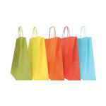 Shopper Twisted - maniglie cordino - 26 x 11 x 35 cm - carta biokraft - colori assortiti primavera/estate - Mainetti Bags - conf. 25 pezzi