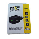 Caricatore USB -  35W -  1 USB-C + 1 USB-A - Nero - MKC Melchioni