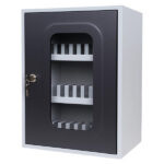 Cassetta portacellulare con anta trasparente - 30 posti - 30 x 23 x 40 cm - grigio - Metalplus