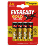 Pila stilo AA - 1,5V - Eveready Gold - alcalina - Energizer - blister 4 pezzi
