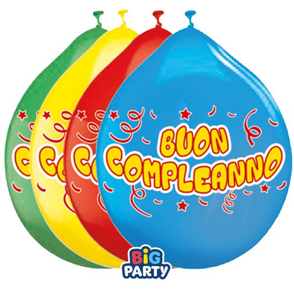 MD_104163 Palloncino - diametro 26 cm - lattice - Buon compleanno - Big Party - conf. 10 pezzi - immagine 1