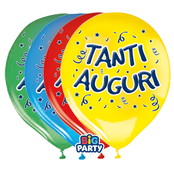 MD_104196 Palloncino - diametro 30 cm - lattice - Tanti auguri - conf. 8 pezzi - immagine 1