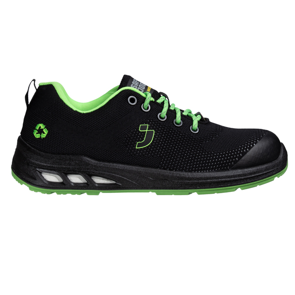 MD_104411 Calzatura bassa da lavoro Ecofitz S1P LOW - numero 37 - maglia riciclata - nero/verde - Safety Jogger - immagine 1