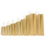 Shopper - maniglie cordino - 14 x 9 x 21 cm - carta biokraft - avana - Mainetti Bags - conf. 25 pezzi