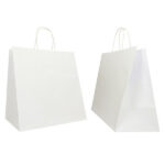 Shopper Twisted Large - maniglie cordino - 28 x 17 x 29 cm - carta kraft - bianco - Mainetti Bags - conf. 25 pezzi