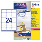 Etichette adesive L7159 - in carta - angoli arrotondati - laser - permanenti - 63,5 x 33,9 mm - 24 et/fg - 15 fogli - bianco - Avery