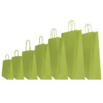 Shopper Twisted - maniglie cordino - 18 x 8 x 24 cm - carta kraft - verde fagiolo - Mainetti Bags - conf. 25 pezzi