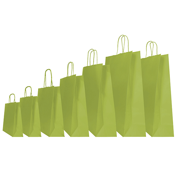 MD_105006 Shopper Twisted - maniglie cordino - 22 x 10 x 29 cm - carta kraft - verde fagiolo - Mainetti Bags - conf. 25 pezzi - immagine 1
