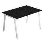 Scrivania lineare Easy - struttura bianca - gambe inclinate - 120 x 80 cm - nero venato