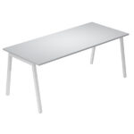 Scrivania lineare Easy - struttura bianca - gambe inclinate - 180 x 80 cm - grigio