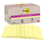 Blocco foglietti Post-it SuperSticky - 622R-SS8CY - 75 x 127 mm - carta riciclata - giallo Canary - 70 fogli - Post-it - conf. 8 bl occhi