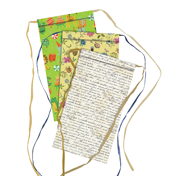 MD_105601 Sacchetto regalo - fantasie assortite - c/nastro rafia - 26 x 40 + 5 cm - carta - Rex Sadoch - conf. 3pz - immagine 1