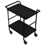 Carrello di servizio LINÉA - 2 ripiani neri + tovaglietta nera - Stilcasa