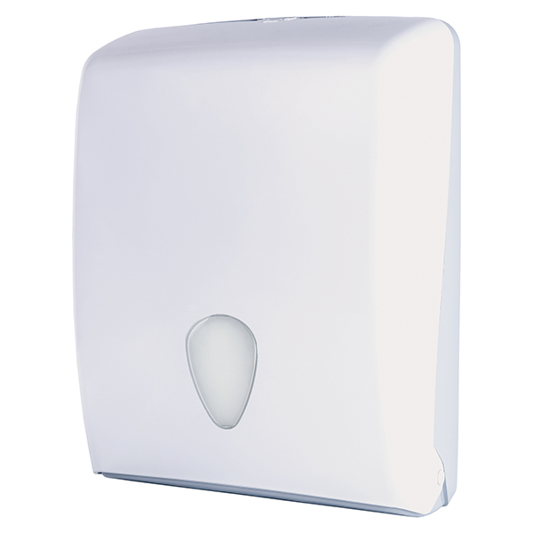 MD_105848 Dispenser asciugamani Stileco - piegati a C/Z/V - 13 x 27,7 x 37 cm - 600 fogli - ABS - bianco - Medial International - immagine 1