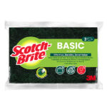 Spugna solo fibra - 14,2x2,4x11,5 cm - verde - Scotch-Brite - conf. 3 pezzi
