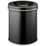 Cestino gettacarte SAFE - tondo - autoestinguente - nero - 15 L - Durable