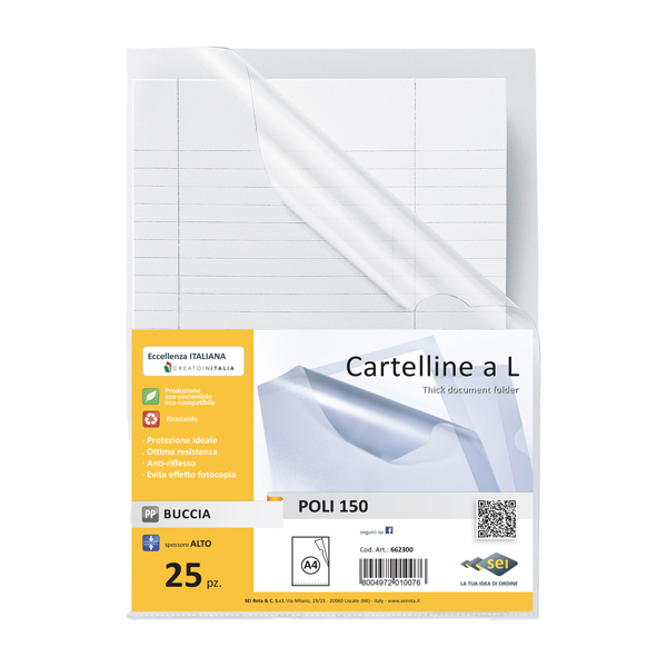 MD_25119 Cartellina a L Poli 150 - A4 - PP - buccia pesante - Sei Rota - conf. 25 pezzi - immagine 1