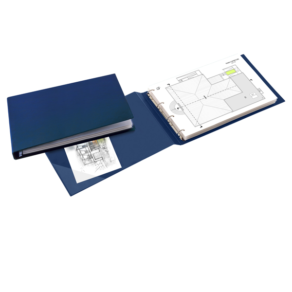 MD_25424 Raccoglitore Sanremo 2000 - 42 x 30 cm album - 4 anelli a D 25 mm - dorso 4 cm - blu - Sei Rota - immagine 1