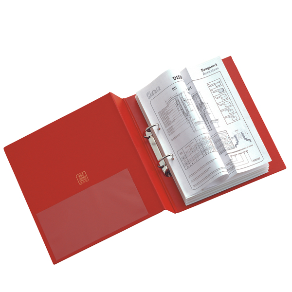 MD_25448 Raccoglitore Stelvio - 22 x 30 cm - 2 anelli a D 40 mm - dorso 5,5 cm - rosso - Sei Rota - immagine 1