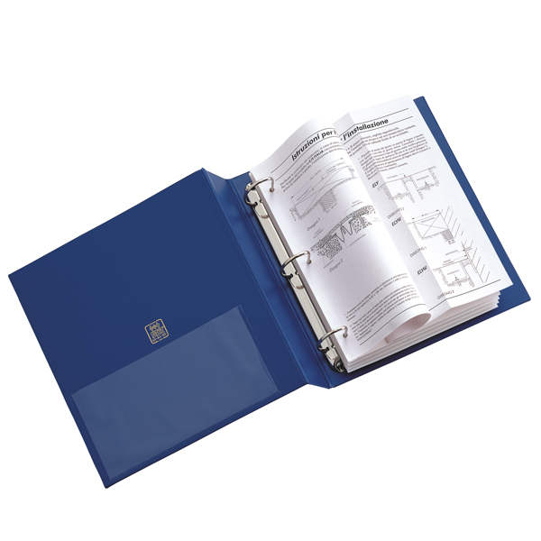 MD_25454 Raccoglitore Stelvio - 22 x 30 cm - 3 anelli a D 40 mm - dorso 5,5 cm - blu - Sei Rota - immagine 1